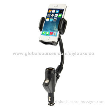 Universal Car Charger Holder with Dual USB Ports for iPhone